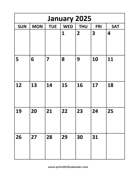 2025 January Calendar