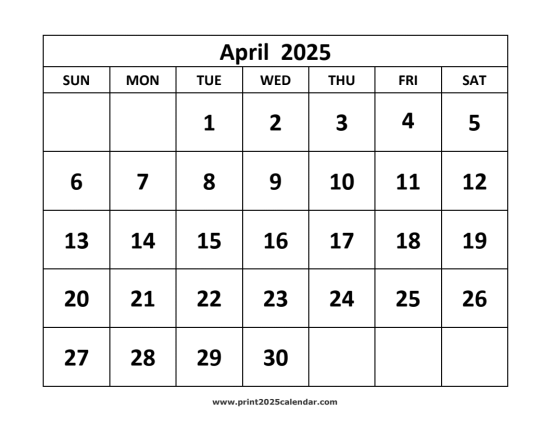 April 2025 Calendar