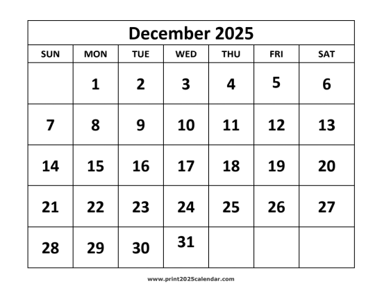 December 2025 Calendar