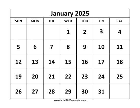 January 2025 Calendar