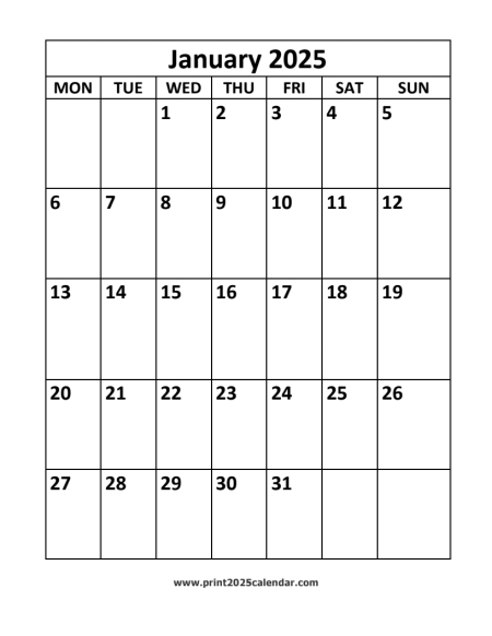 January 2025 Calendar