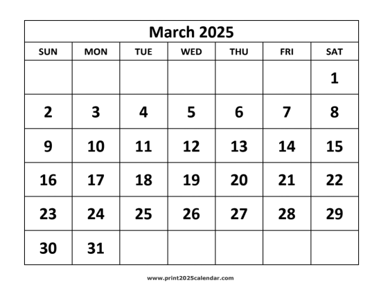 March 2025 Calendar