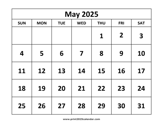 May 2025 Calendar