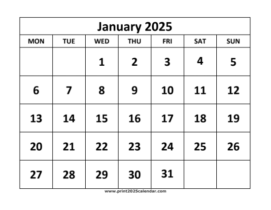 January 2025 Calendar