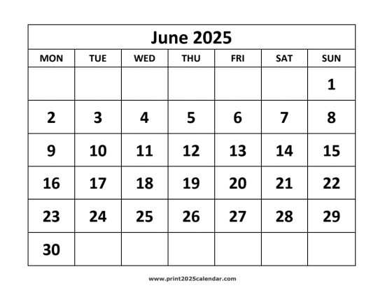 June 2025 Calendar