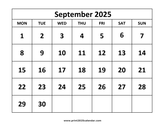 September 2025 Calendar